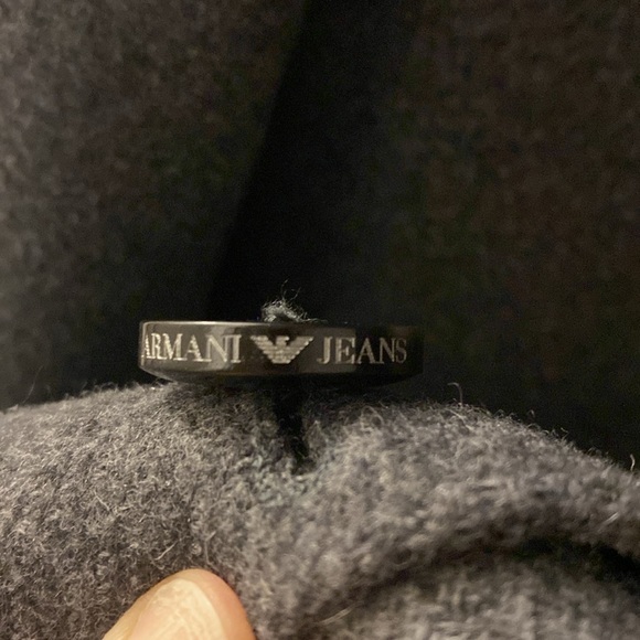 Armani Jeans 3/4 wool coat two tone grey size 8 - Picture 3 of 5